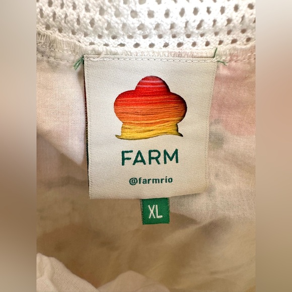 NWOT Farm Rio Cashew Puff-Sleeve Mini Dress Oversize Crochet Trim Boho XL - Picture 11 of 17